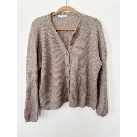 Madewell Bellaire Alpaca Blend Cardigan Tan Sweater M - Picture 4 of 8